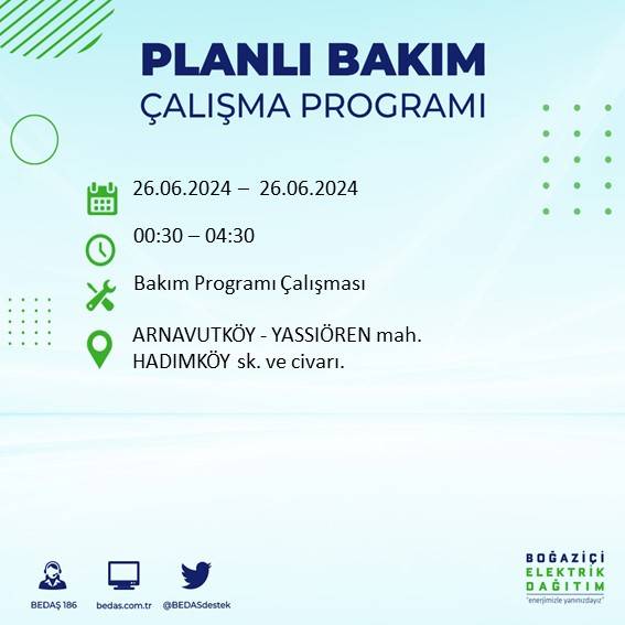 BEDAŞ duyurdu: İstanbul'da yarın elektrik kesintisi yaşanacak ilçeler 2