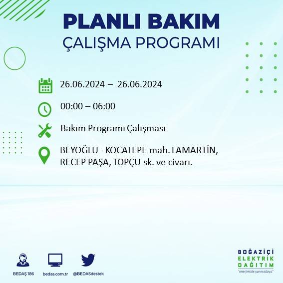BEDAŞ duyurdu: İstanbul'da yarın elektrik kesintisi yaşanacak ilçeler 13