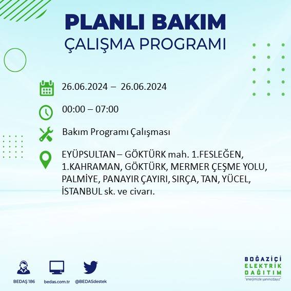 BEDAŞ duyurdu: İstanbul'da yarın elektrik kesintisi yaşanacak ilçeler 17
