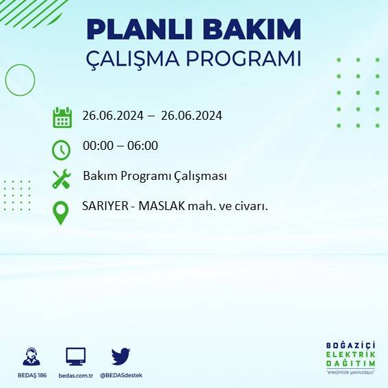 BEDAŞ duyurdu: İstanbul'da yarın elektrik kesintisi yaşanacak ilçeler 19