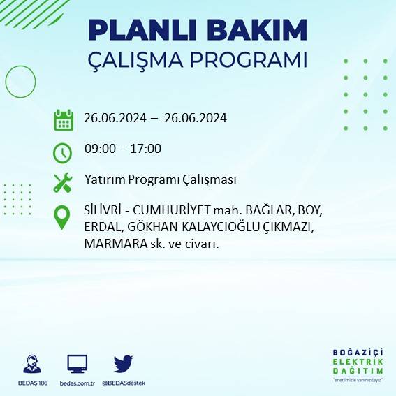 BEDAŞ duyurdu: İstanbul'da yarın elektrik kesintisi yaşanacak ilçeler 21