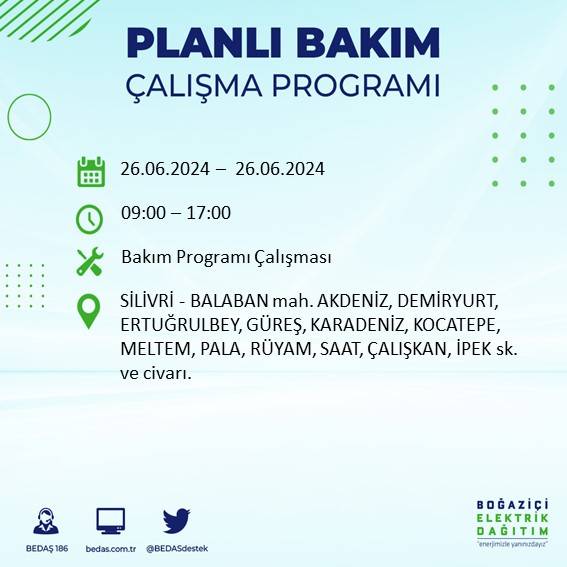 BEDAŞ duyurdu: İstanbul'da yarın elektrik kesintisi yaşanacak ilçeler 23
