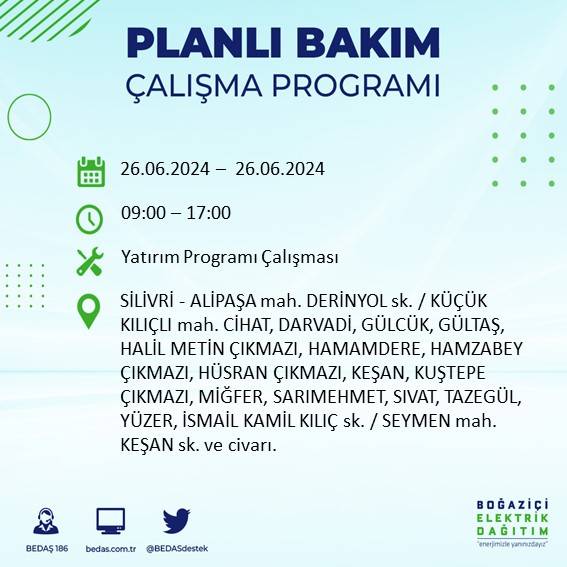 BEDAŞ duyurdu: İstanbul'da yarın elektrik kesintisi yaşanacak ilçeler 22