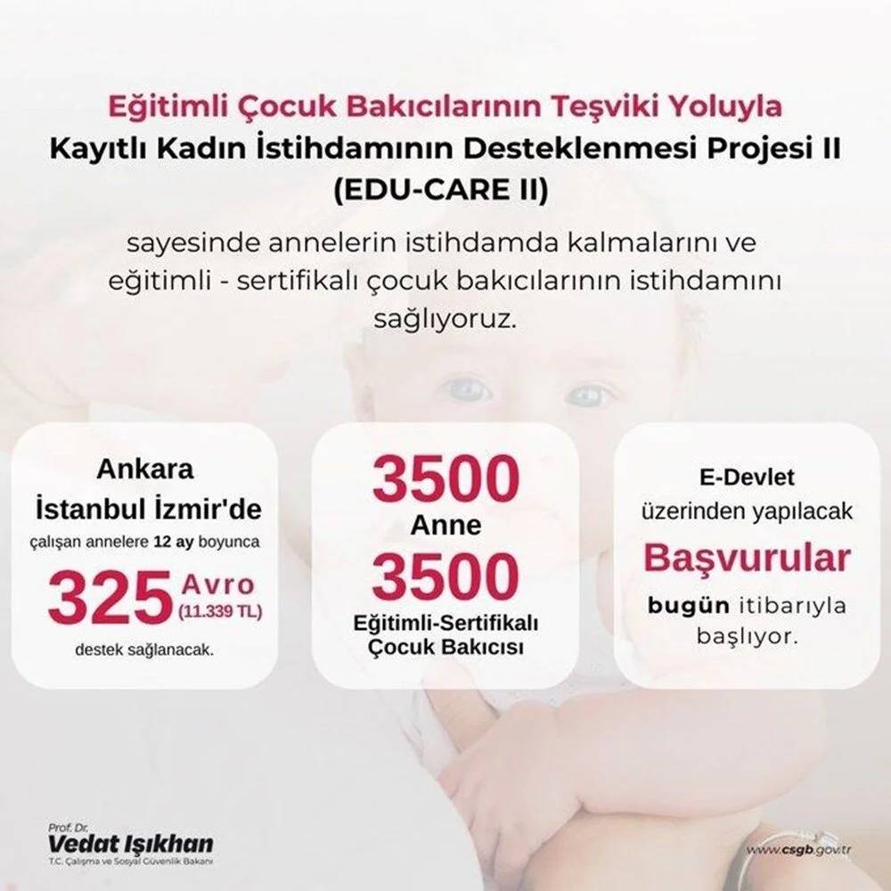 Çalışan annelere 325 euro destek başvurusu: Annelere destek ödemesi başvurusu şartları neler? 2