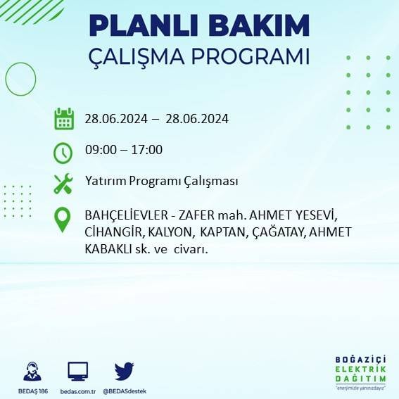 BEDAŞ açıkladı: Yarın İstanbul'da bu ilçelerde elektrik kesintisi yaşanacak 10