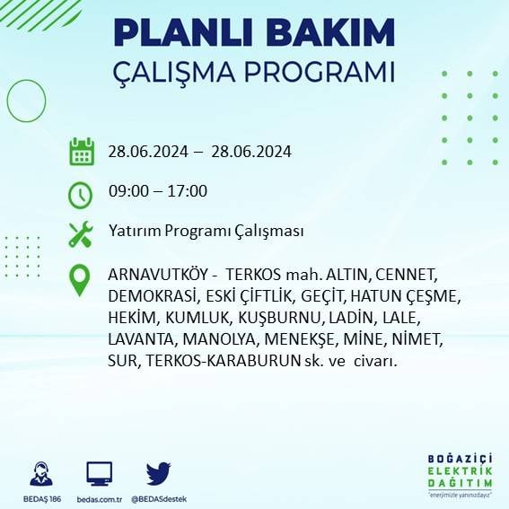 BEDAŞ açıkladı: Yarın İstanbul'da bu ilçelerde elektrik kesintisi yaşanacak 12