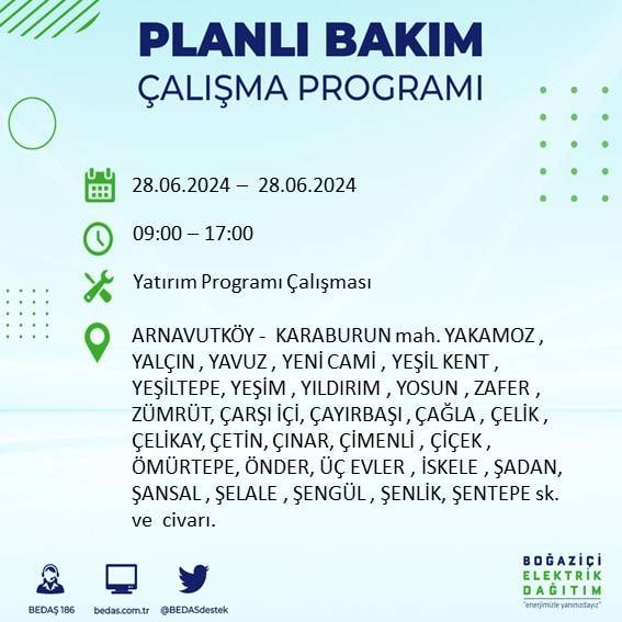 BEDAŞ açıkladı: Yarın İstanbul'da bu ilçelerde elektrik kesintisi yaşanacak 13