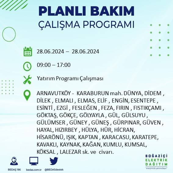 BEDAŞ açıkladı: Yarın İstanbul'da bu ilçelerde elektrik kesintisi yaşanacak 14