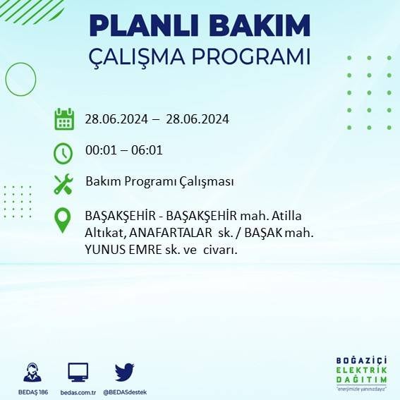 BEDAŞ açıkladı: Yarın İstanbul'da bu ilçelerde elektrik kesintisi yaşanacak 16