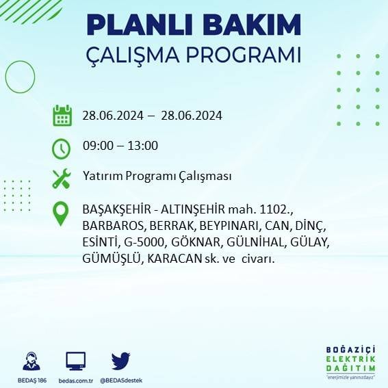 BEDAŞ açıkladı: Yarın İstanbul'da bu ilçelerde elektrik kesintisi yaşanacak 18