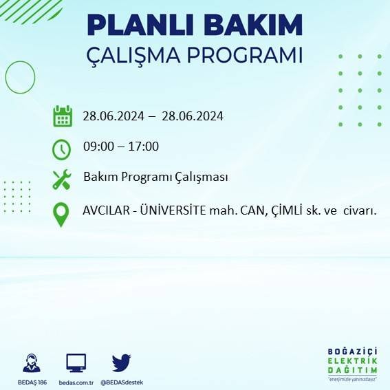 BEDAŞ açıkladı: Yarın İstanbul'da bu ilçelerde elektrik kesintisi yaşanacak 21