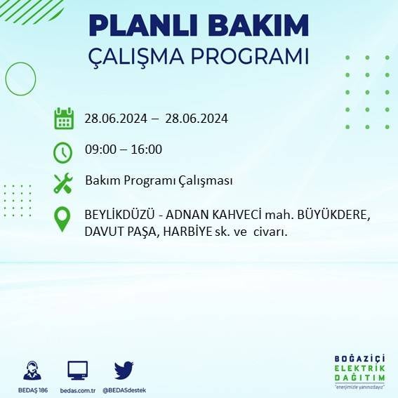 BEDAŞ açıkladı: Yarın İstanbul'da bu ilçelerde elektrik kesintisi yaşanacak 30