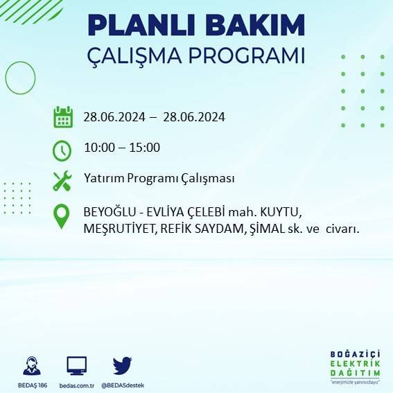 BEDAŞ açıkladı: Yarın İstanbul'da bu ilçelerde elektrik kesintisi yaşanacak 31