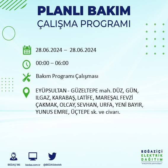 BEDAŞ açıkladı: Yarın İstanbul'da bu ilçelerde elektrik kesintisi yaşanacak 33