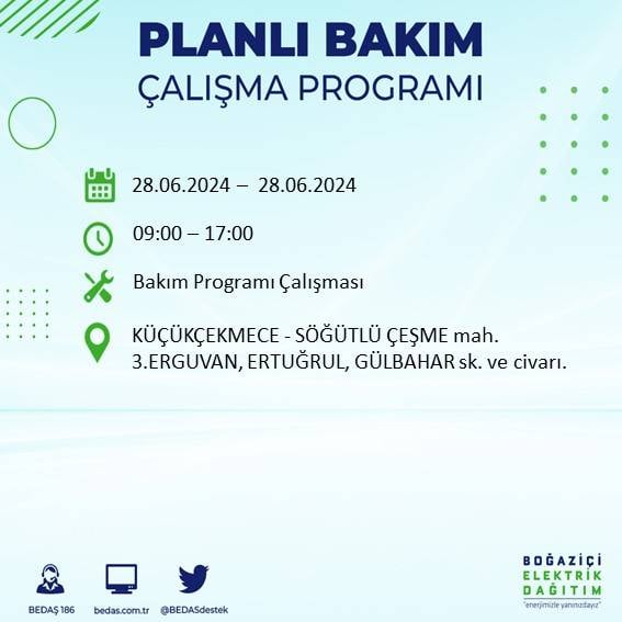 BEDAŞ açıkladı: Yarın İstanbul'da bu ilçelerde elektrik kesintisi yaşanacak 36