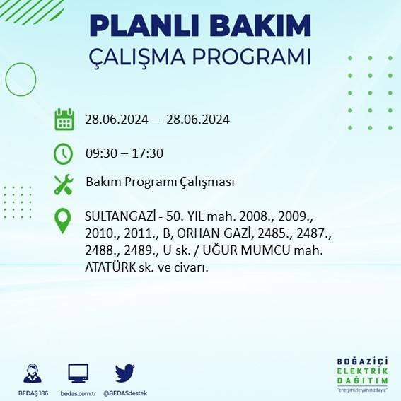 BEDAŞ açıkladı: Yarın İstanbul'da bu ilçelerde elektrik kesintisi yaşanacak 41