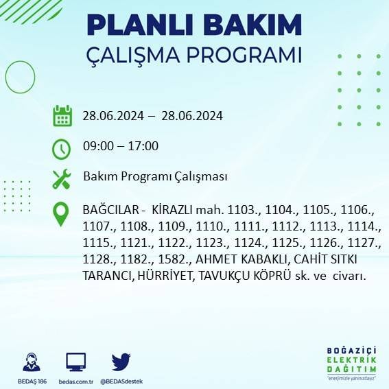 BEDAŞ açıkladı: Yarın İstanbul'da bu ilçelerde elektrik kesintisi yaşanacak 4