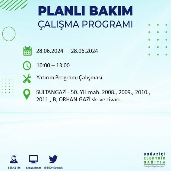 BEDAŞ açıkladı: Yarın İstanbul'da bu ilçelerde elektrik kesintisi yaşanacak 42