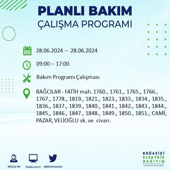 BEDAŞ açıkladı: Yarın İstanbul'da bu ilçelerde elektrik kesintisi yaşanacak 6