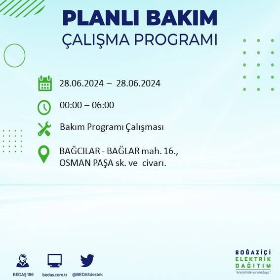 BEDAŞ açıkladı: Yarın İstanbul'da bu ilçelerde elektrik kesintisi yaşanacak 9