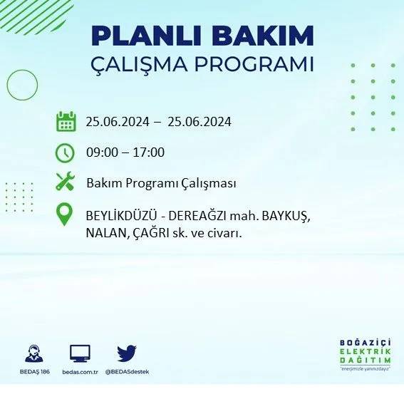 BEDAŞ duyurdu: İstanbul'da yarın elektrik kesintisi yaşanacak ilçeler 32