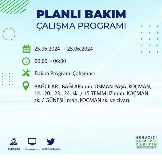 BEDAŞ duyurdu: İstanbul'da yarın elektrik kesintisi yaşanacak ilçeler 2