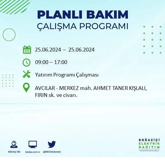 BEDAŞ duyurdu: İstanbul'da yarın elektrik kesintisi yaşanacak ilçeler 6