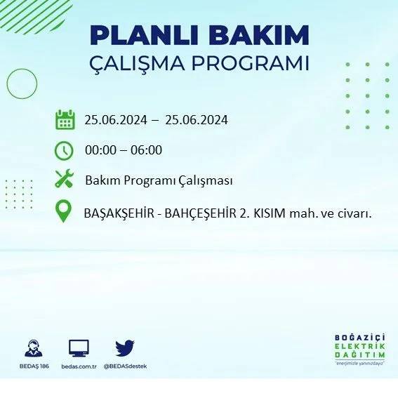 BEDAŞ duyurdu: İstanbul'da yarın elektrik kesintisi yaşanacak ilçeler 31