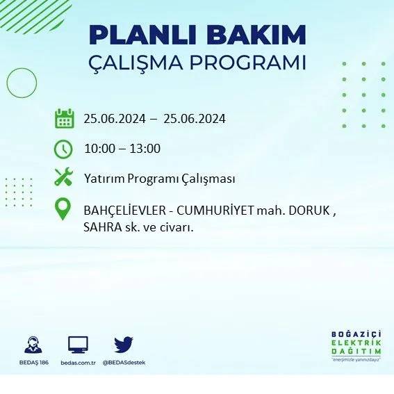 BEDAŞ duyurdu: İstanbul'da yarın elektrik kesintisi yaşanacak ilçeler 7