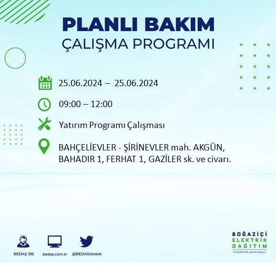 BEDAŞ duyurdu: İstanbul'da yarın elektrik kesintisi yaşanacak ilçeler 8