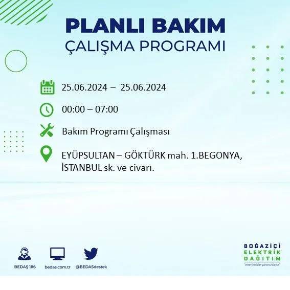 BEDAŞ duyurdu: İstanbul'da yarın elektrik kesintisi yaşanacak ilçeler 19