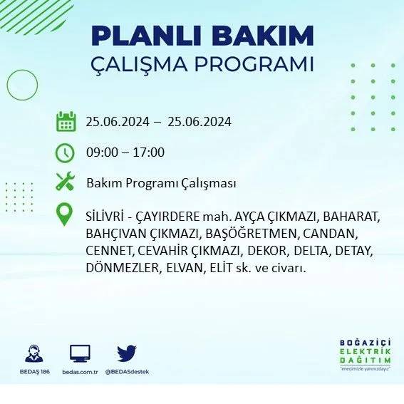 BEDAŞ duyurdu: İstanbul'da yarın elektrik kesintisi yaşanacak ilçeler 25