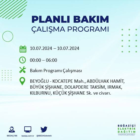 BEDAŞ açıkladı: İstanbul'da 10 Temmuz 2024'te elektrik kesintisi yaşanacak ilçeler 23