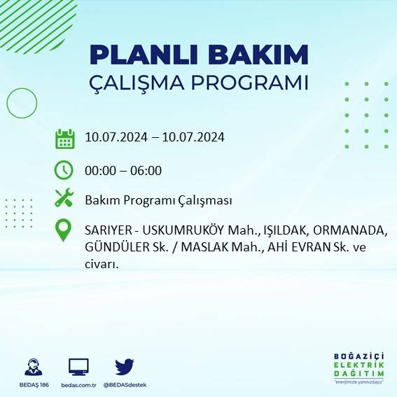 BEDAŞ açıkladı: İstanbul'da 10 Temmuz 2024'te elektrik kesintisi yaşanacak ilçeler 43