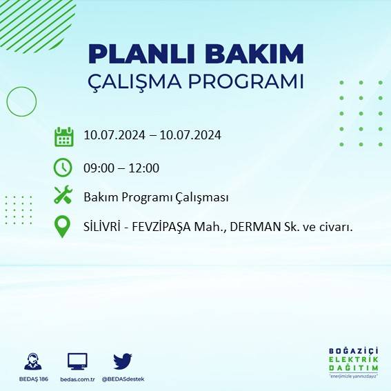 BEDAŞ açıkladı: İstanbul'da 10 Temmuz 2024'te elektrik kesintisi yaşanacak ilçeler 39