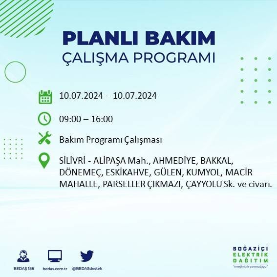 BEDAŞ açıkladı: İstanbul'da 10 Temmuz 2024'te elektrik kesintisi yaşanacak ilçeler 46