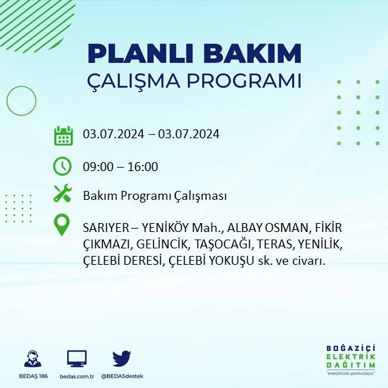 BEDAŞ paylaştı: İstanbul'da bugün elektrik kesintisi yaşanacak ilçeler 13