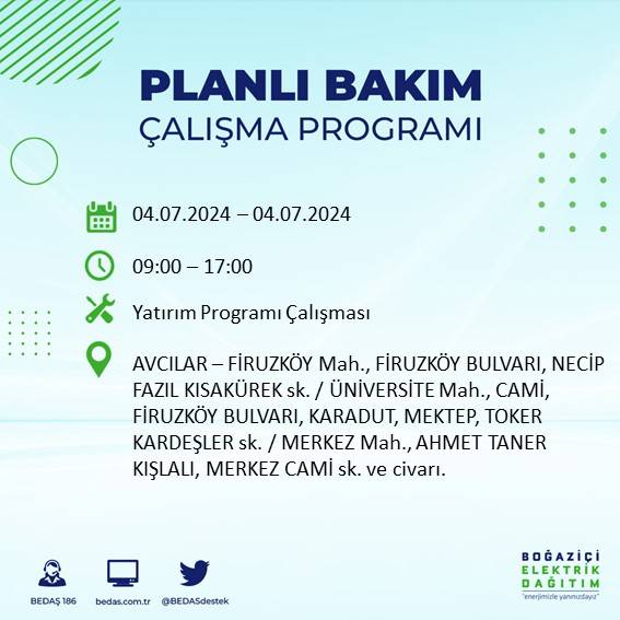 BEDAŞ paylaştı: İstanbul'da yarın elektrik kesintisi yaşanacak ilçeler 54