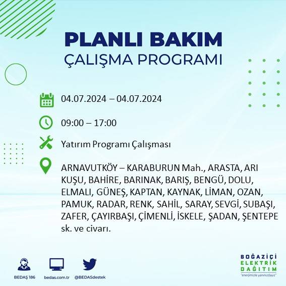 BEDAŞ paylaştı: İstanbul'da yarın elektrik kesintisi yaşanacak ilçeler 50