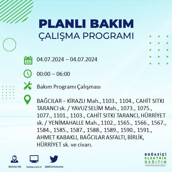 BEDAŞ paylaştı: İstanbul'da yarın elektrik kesintisi yaşanacak ilçeler 46