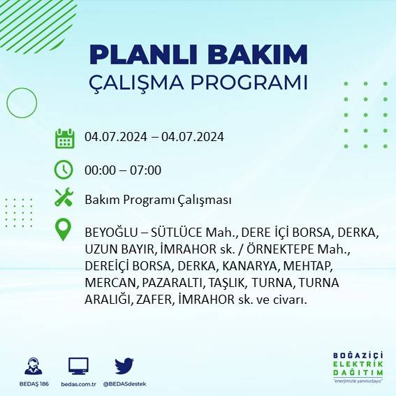 BEDAŞ paylaştı: İstanbul'da yarın elektrik kesintisi yaşanacak ilçeler 42