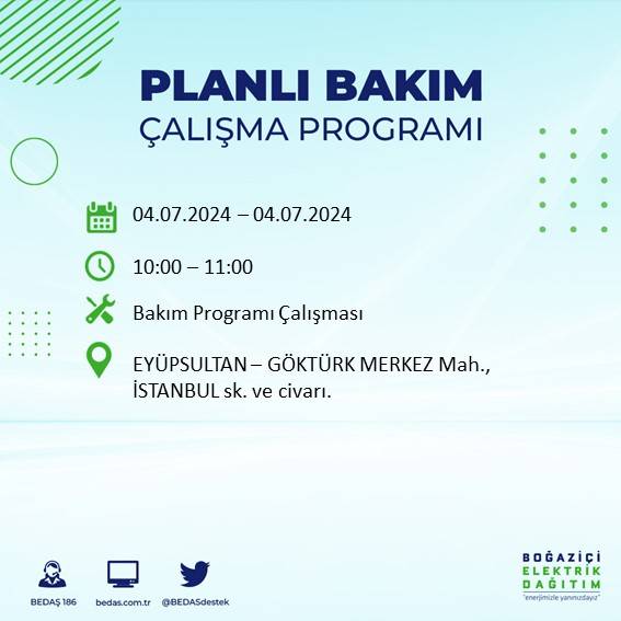 BEDAŞ paylaştı: İstanbul'da yarın elektrik kesintisi yaşanacak ilçeler 24