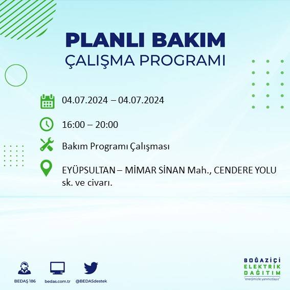 BEDAŞ paylaştı: İstanbul'da yarın elektrik kesintisi yaşanacak ilçeler 22