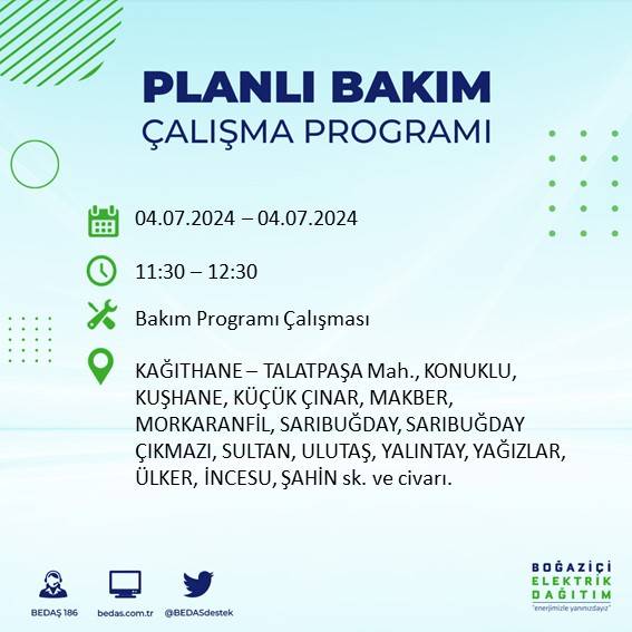 BEDAŞ paylaştı: İstanbul'da yarın elektrik kesintisi yaşanacak ilçeler 8