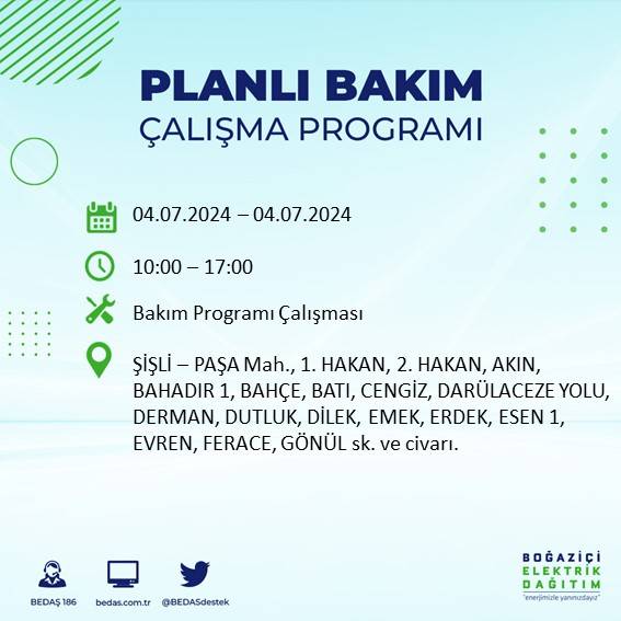 BEDAŞ paylaştı: İstanbul'da yarın elektrik kesintisi yaşanacak ilçeler 4