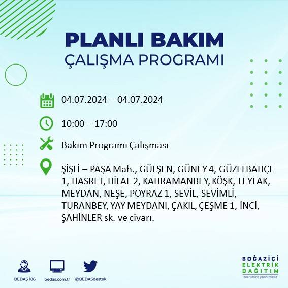 BEDAŞ paylaştı: İstanbul'da yarın elektrik kesintisi yaşanacak ilçeler 3