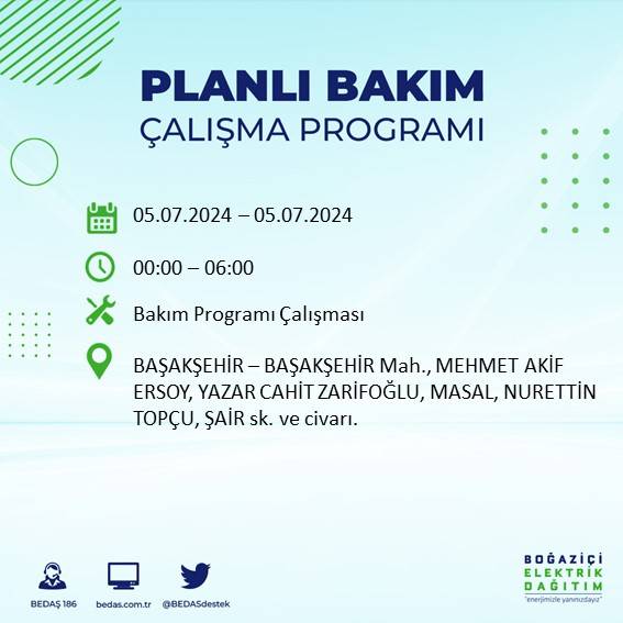 BEDAŞ açıkladı: İstanbul'da bugün elektrik kesintisi yaşanacak ilçeler 43