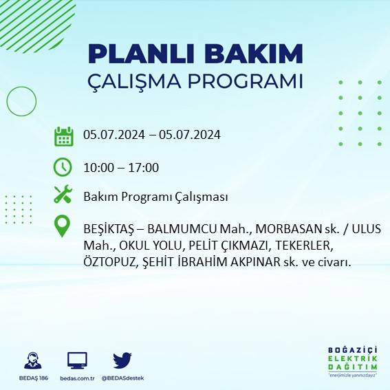 BEDAŞ açıkladı: İstanbul'da bugün elektrik kesintisi yaşanacak ilçeler 46