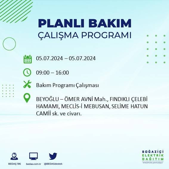 BEDAŞ açıkladı: İstanbul'da bugün elektrik kesintisi yaşanacak ilçeler 32