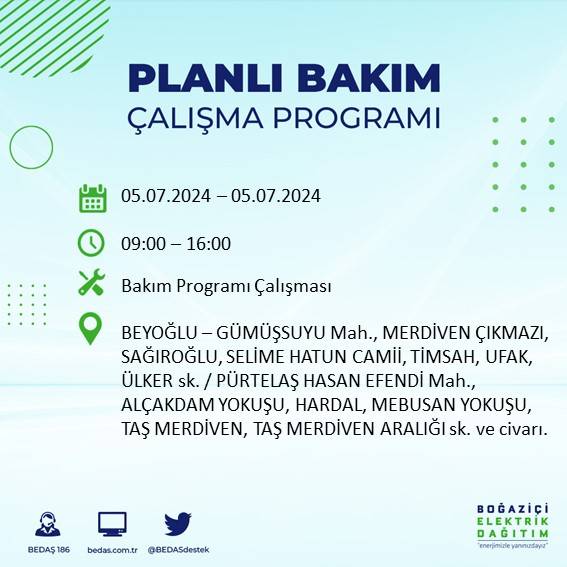 BEDAŞ açıkladı: İstanbul'da bugün elektrik kesintisi yaşanacak ilçeler 31